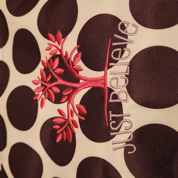 Thirty-One Plum Mod Dot Thermal Bag with adjustable strap, embroidered - Picture 2 of 7